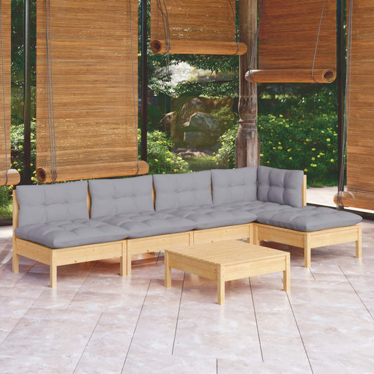 Garden Lounge Set Grey And Natural Wood