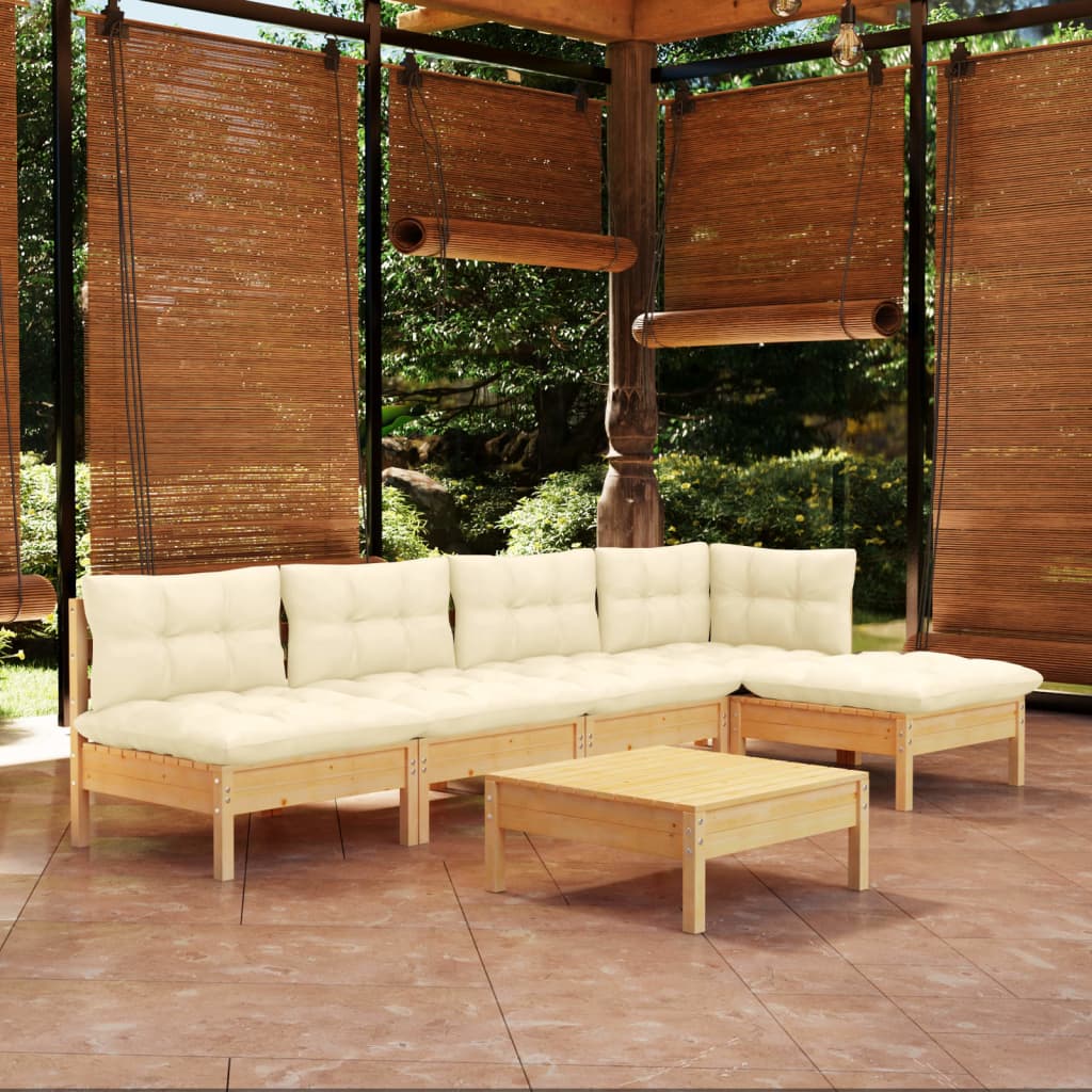 Garden Lounge Set Grey And Natural Wood