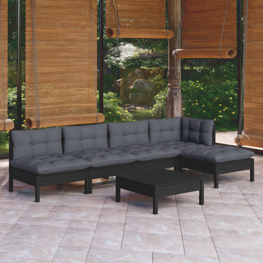 Garden Lounge Set Grey And Natural Wood