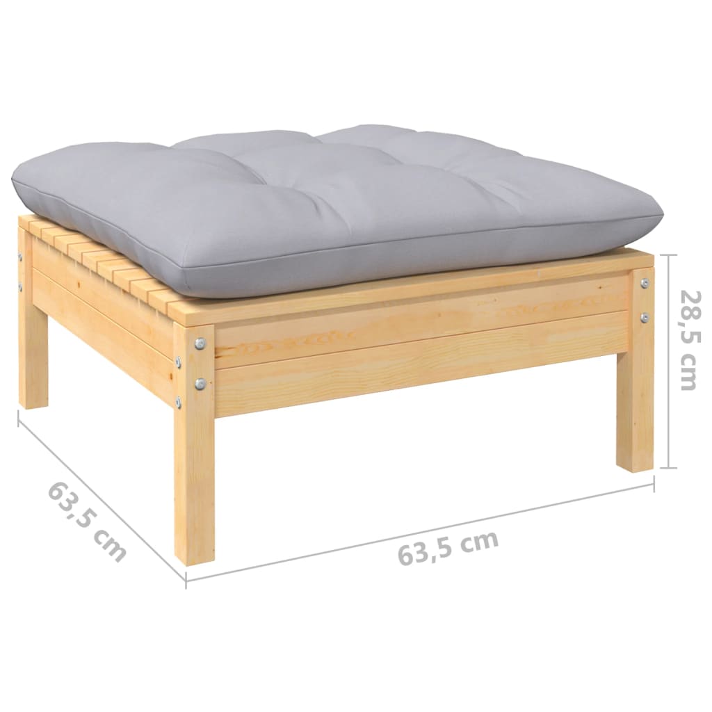 Garden Lounge Set Grey Solid Pinewood, Fabric (100% Polyester)