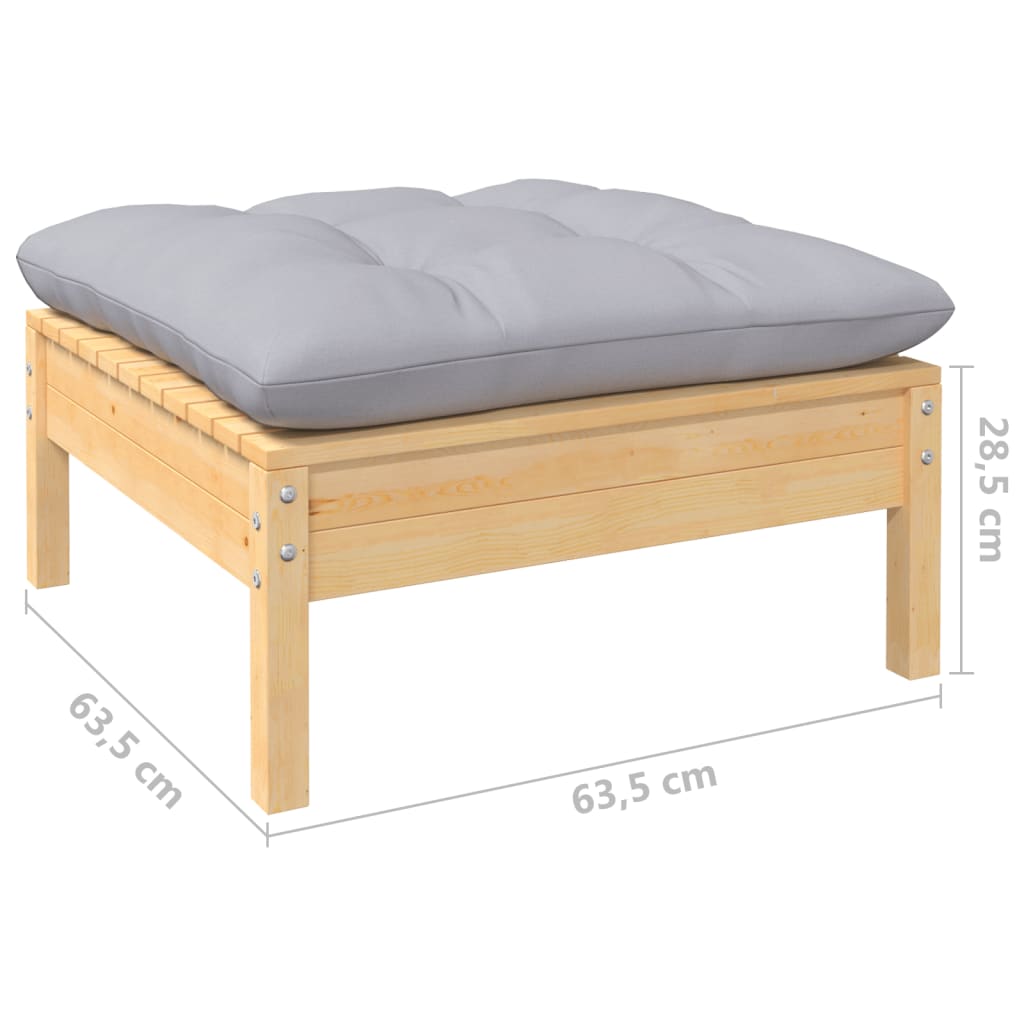 Garden Lounge Set Grey Solid Pinewood 5 Piece Modular