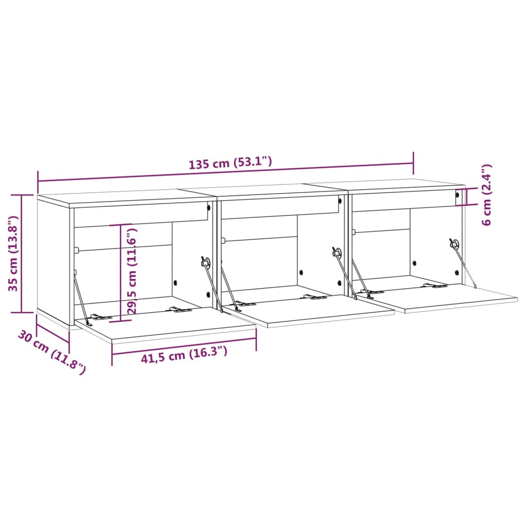 3 Piece Tv Cabinet Set Solid Wood Pine (813443+813444)