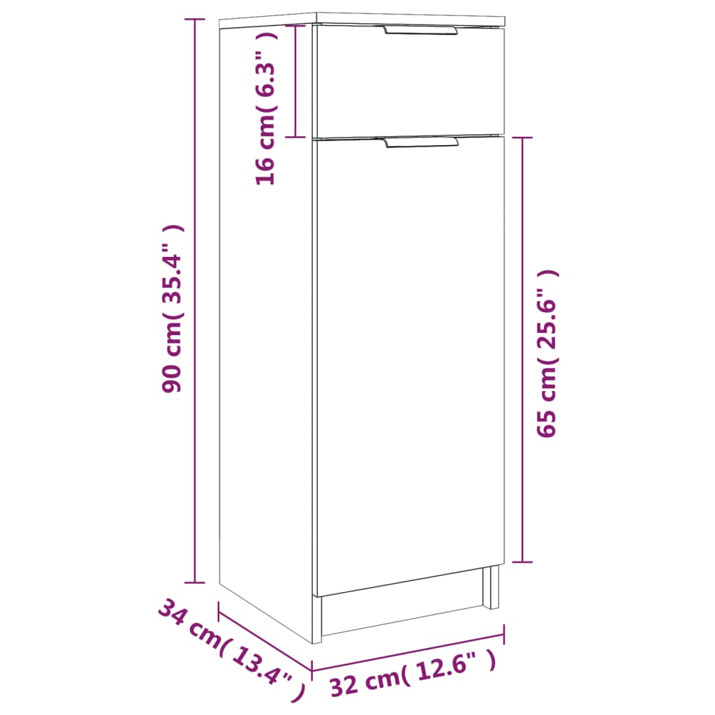 Bathroom Cabinet Concrete Grey Engineered Wood Standard