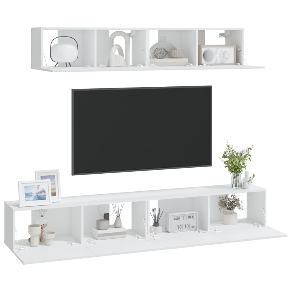 4 Piece Tv Stand Set Engineered Wood
