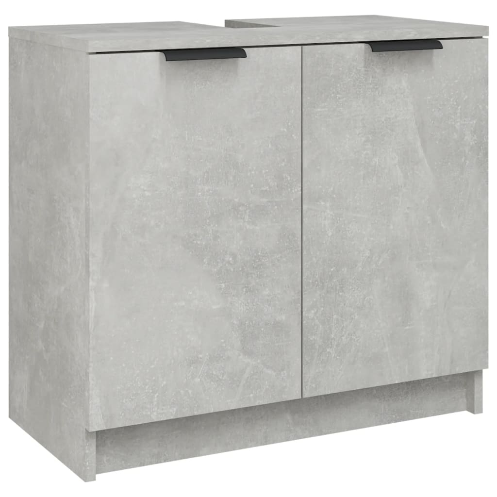 Bathroom Furniture Set Concrete Gray Engineered Wood, Glass Large