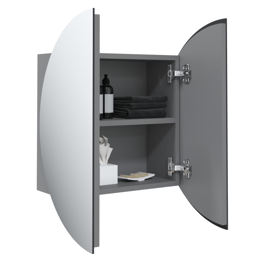 Bathroom Cabinet Grey Engineered Wood, Glass, Pvc, Copper Small