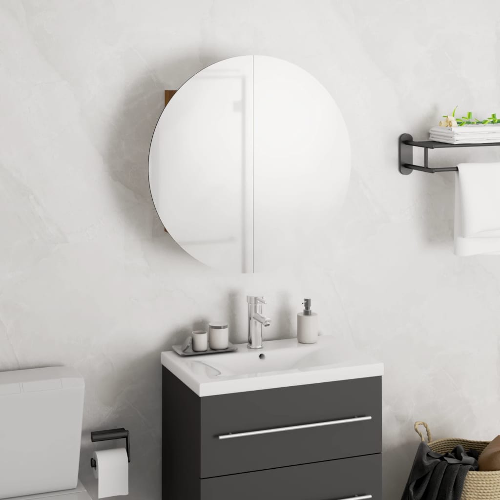 Bathroom Cabinet Grey Engineered Wood, Glass, Pvc, Copper Small