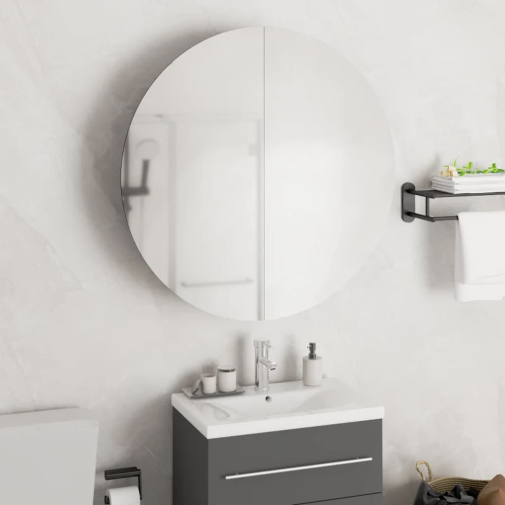 Bathroom Cabinet Grey Engineered Wood, Glass, Pvc, Copper Small