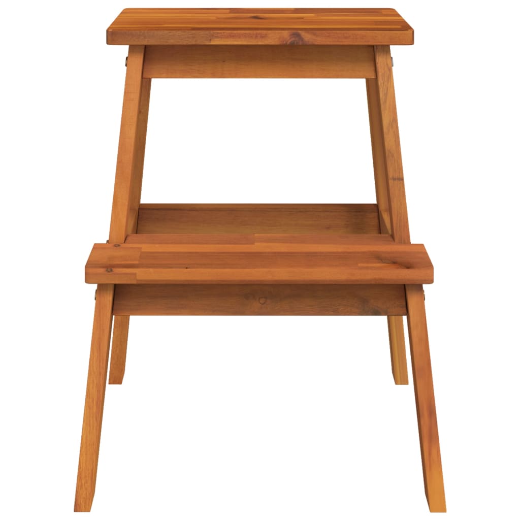 2 Step Stool Natural Wood Solid Acacia Wood Small Durable