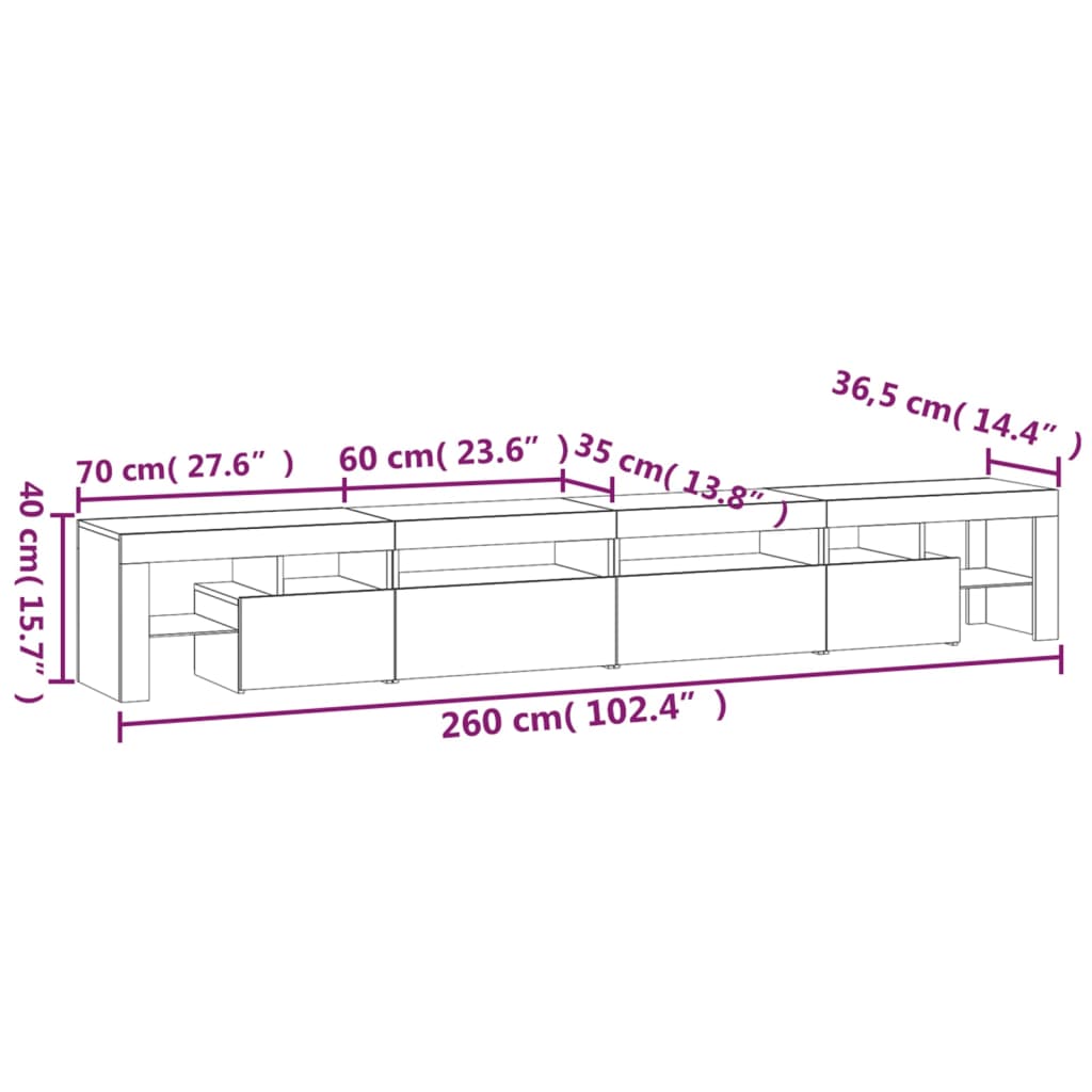Tv Cabinet Engineered Wood Large, 102.4 X 15.7 X 14.4 In
