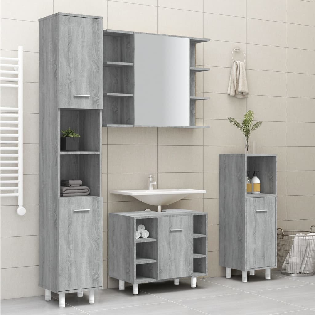 Bathroom Cabinet Grey Sonoma Engineered Wood Tall