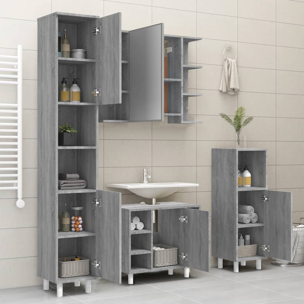 Bathroom Cabinet Grey Sonoma Engineered Wood Tall