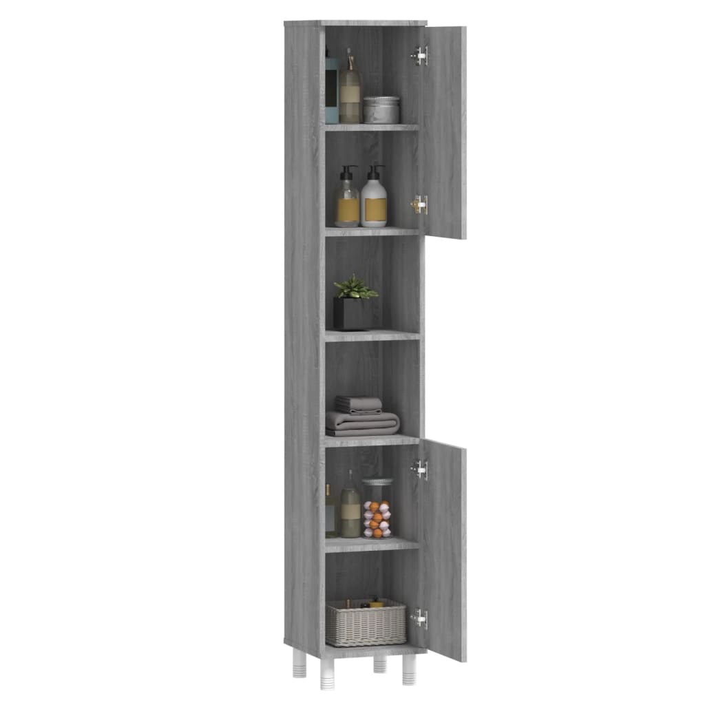 Bathroom Cabinet Grey Sonoma Engineered Wood Tall