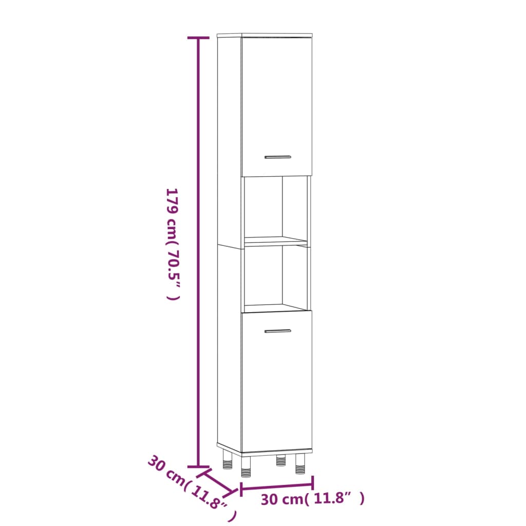 Bathroom Cabinet Grey Sonoma Engineered Wood Tall