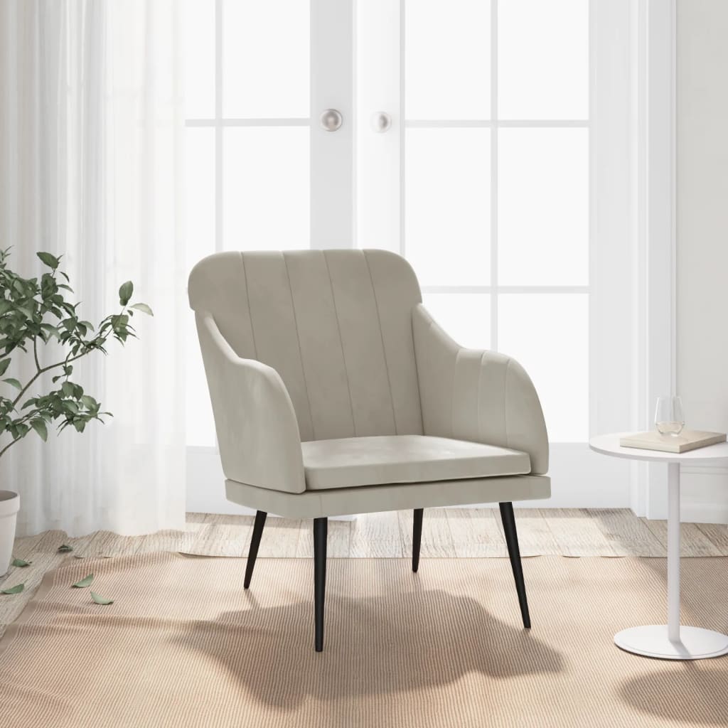 Armchair Dark Grey Velvet (100% Polyester), Metal, Plywood Medium