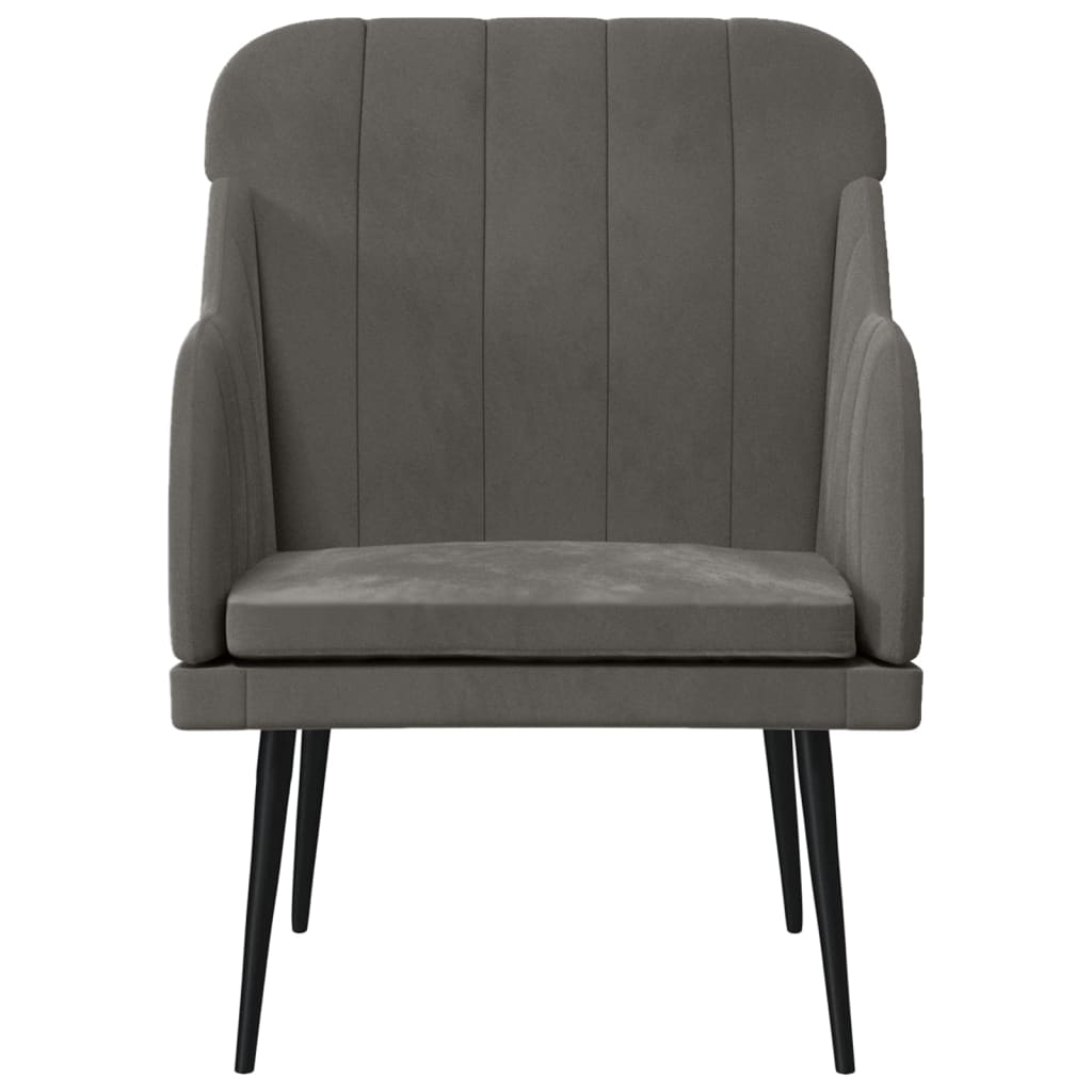 Armchair Dark Grey Velvet (100% Polyester), Metal, Plywood Medium