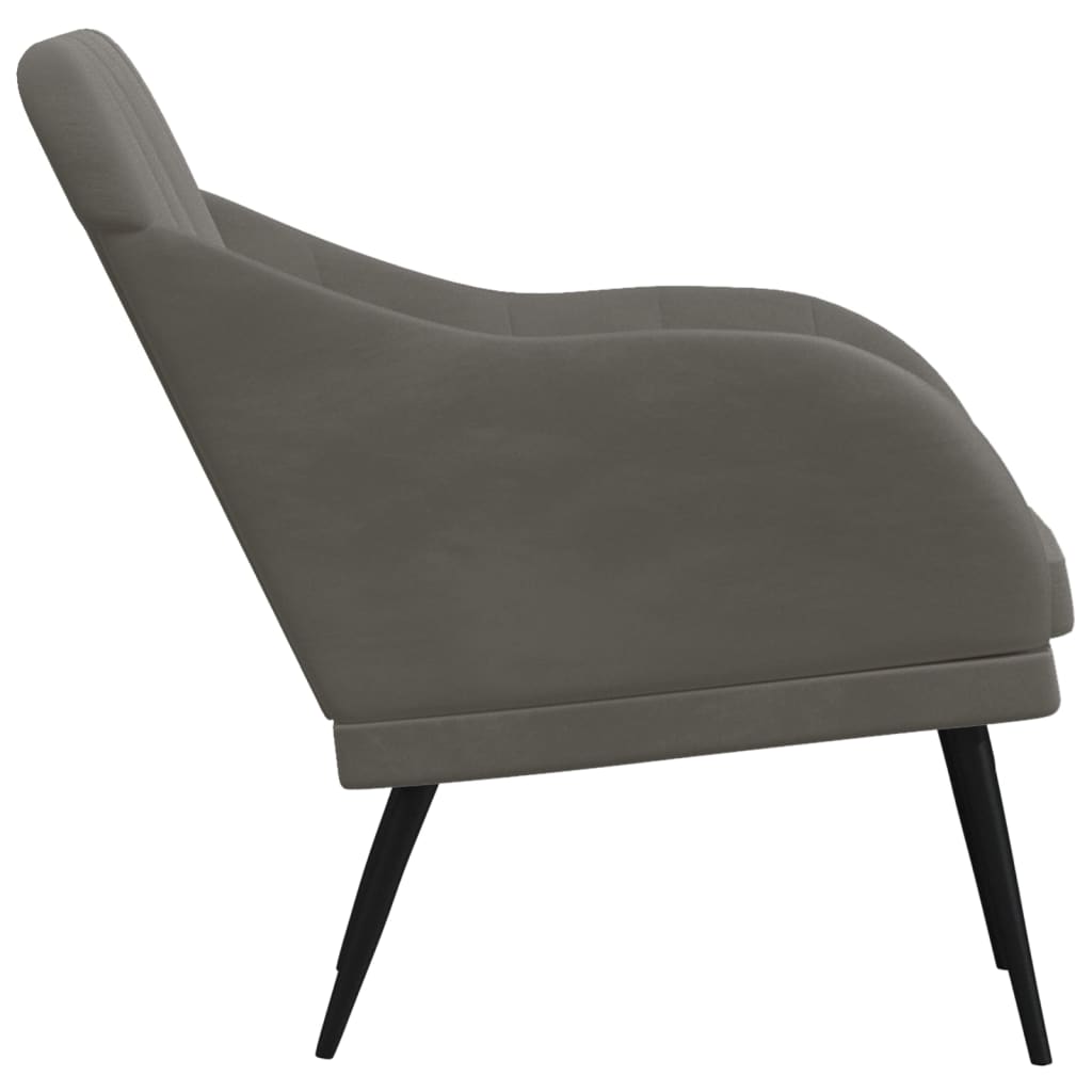 Armchair Dark Grey Velvet (100% Polyester), Metal, Plywood Medium