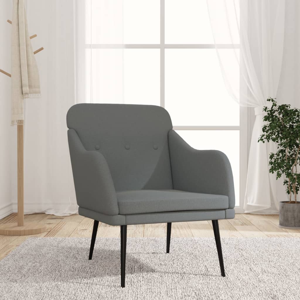 Armchair Dark Grey Fabric (100% Polyester), Metal, Plywood Medium
