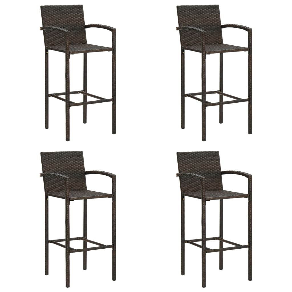 Bar Stool Set Of 2 Poly Rattan, Powder-Coated Steel