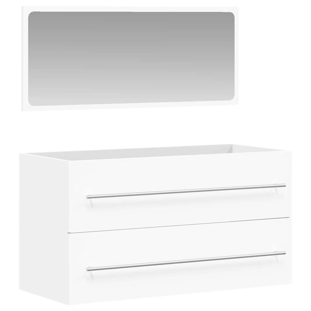 Bathroom Cabinet With Mirror Engineered Wood Large