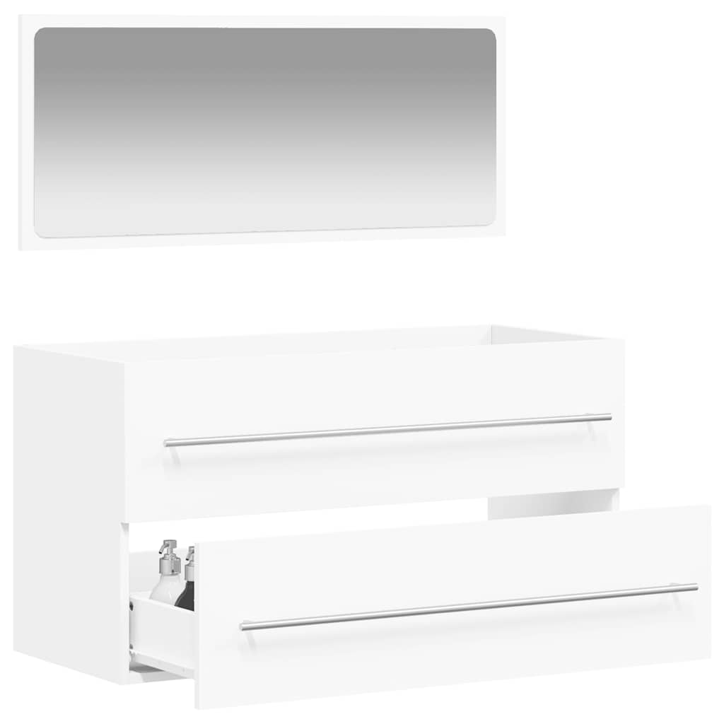 Bathroom Cabinet With Mirror Engineered Wood Large