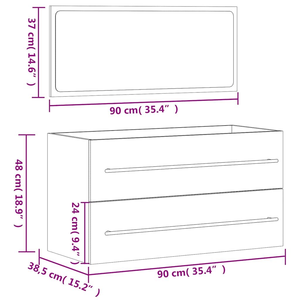 Bathroom Cabinet With Mirror Engineered Wood Large