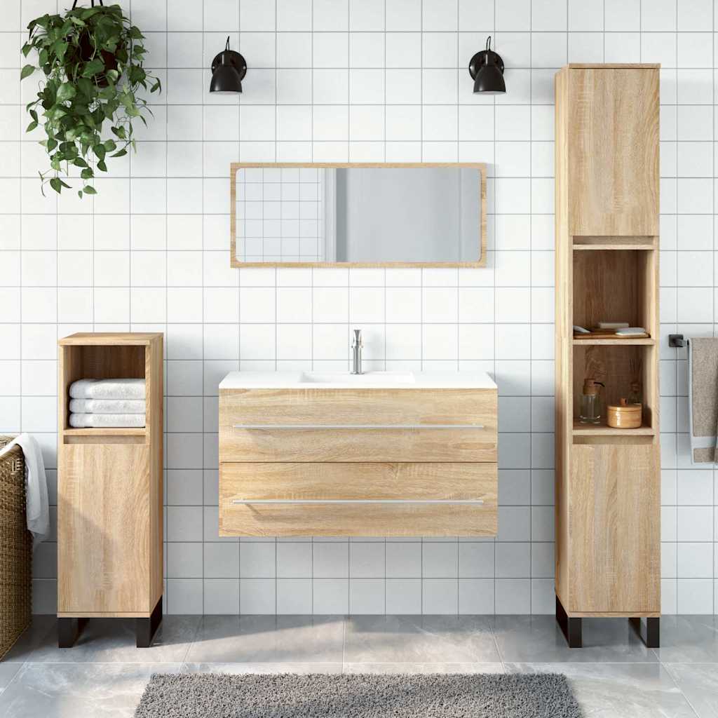 Bathroom Cabinet With Mirror Engineered Wood Large