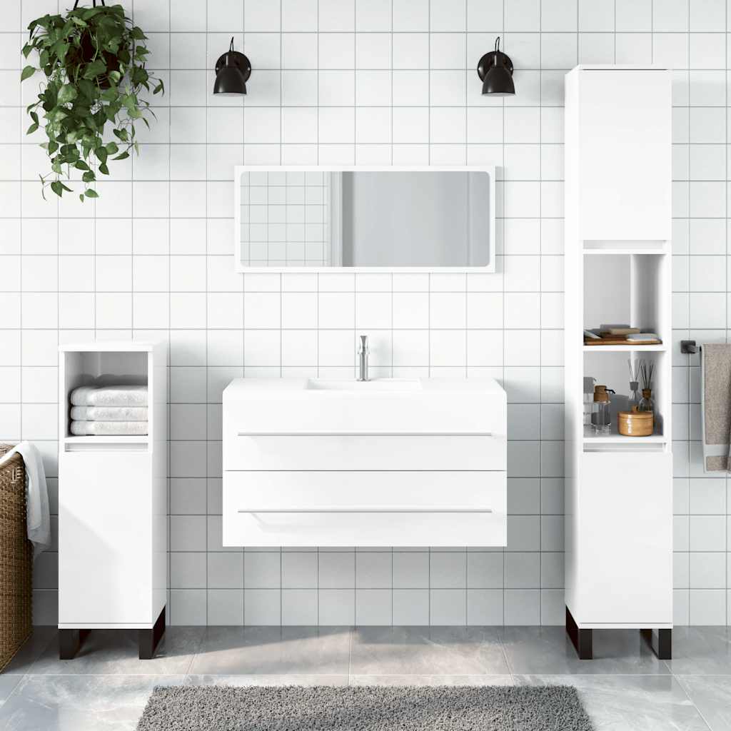 Bathroom Cabinet With Mirror Engineered Wood Large