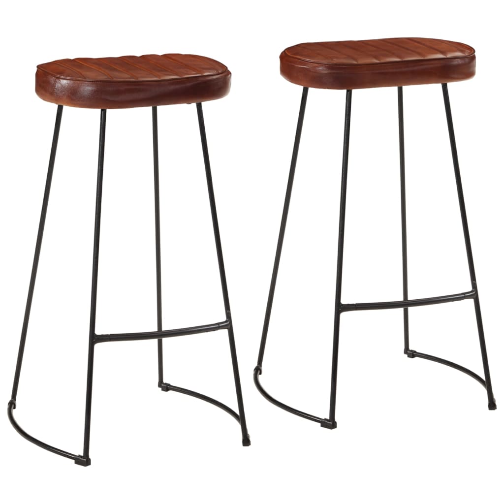 Bar Chair Set Of 2 Walnut Brown And Brass
