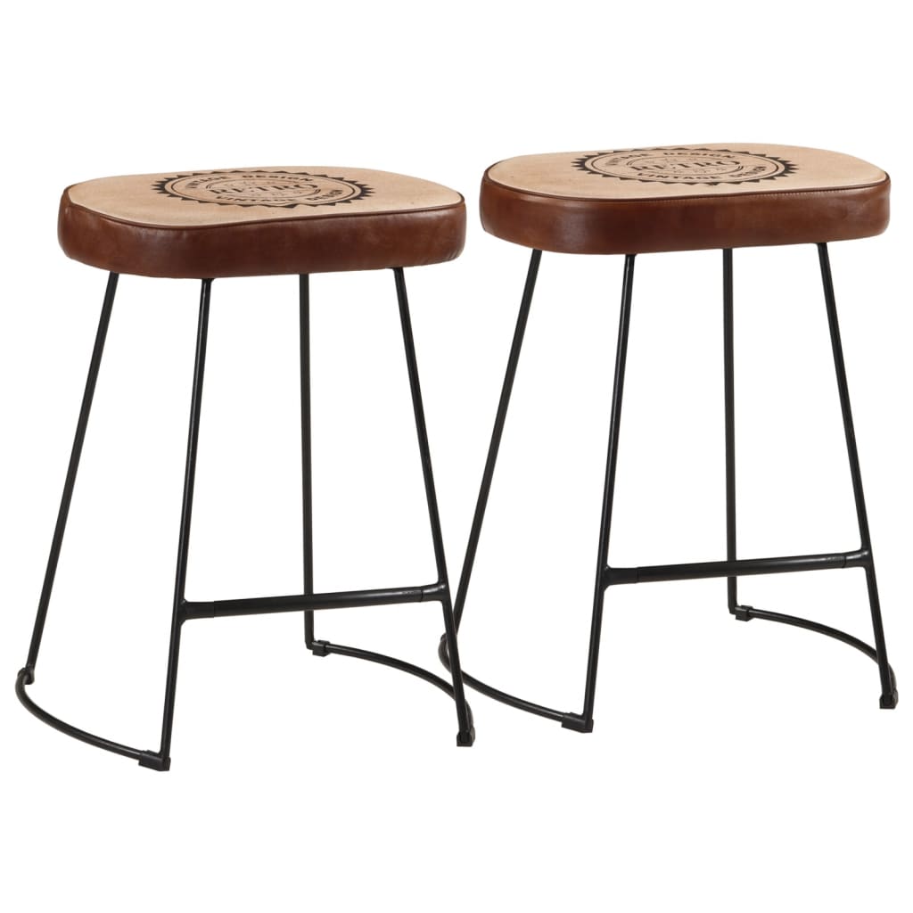 Bar Chair Set Of 2 Walnut Brown And Brass