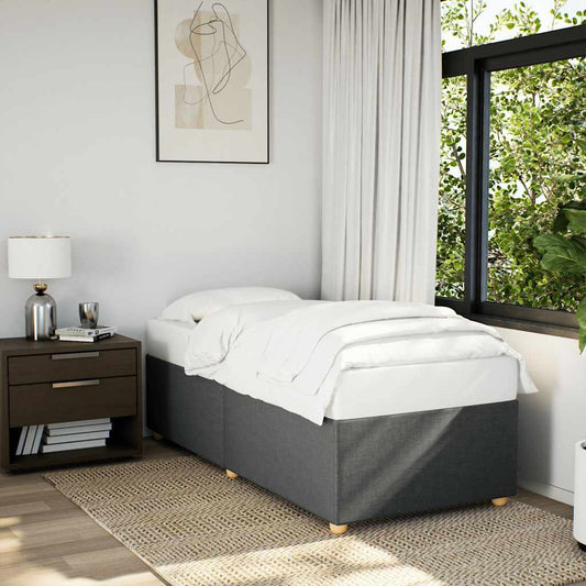 Bed Frame Dark Grey 100% Polyester, Plywood, Engineered Wood
